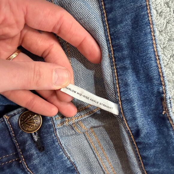 $268 Rag & Bone Harlow Mid-Rise Ankle Raw Hem Straight Jeans Womens 32 Blue - Picture 7 of 7